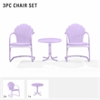Crosley Tulip 3 Piece Retro Outdoor Chair Set in Lavender