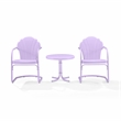 Crosley Tulip 3 Piece Retro Outdoor Chair Set in Lavender