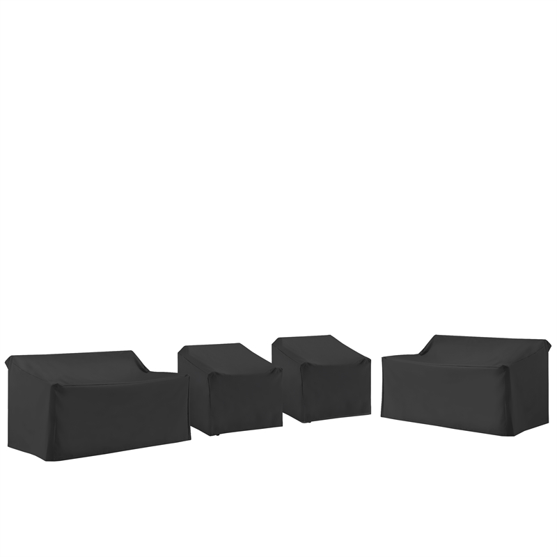 Crosley Furniture 4Pc Outdoor Sectional Furniture Cover Set in Black