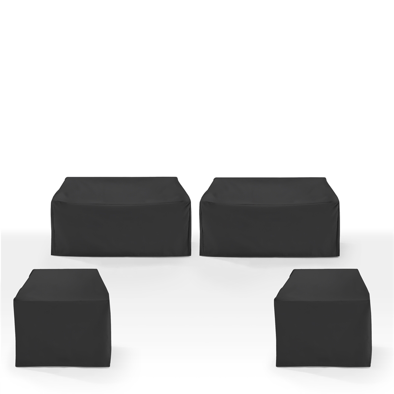 Crosley Furniture 4Pc Outdoor Sectional Furniture Cover Set in Black