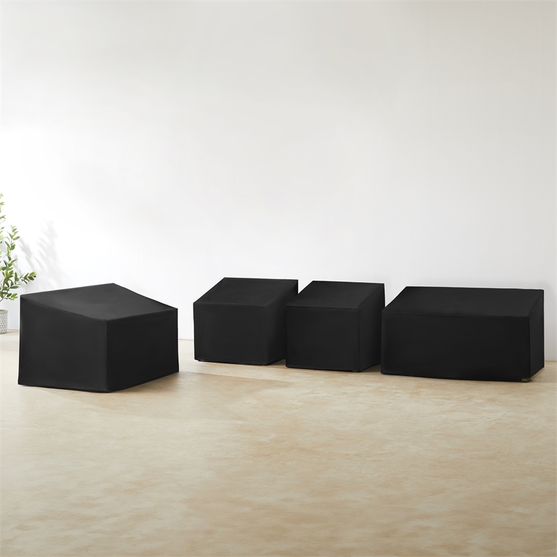 Crosley Furniture 4Pc Outdoor Sectional Furniture Cover Set in Black
