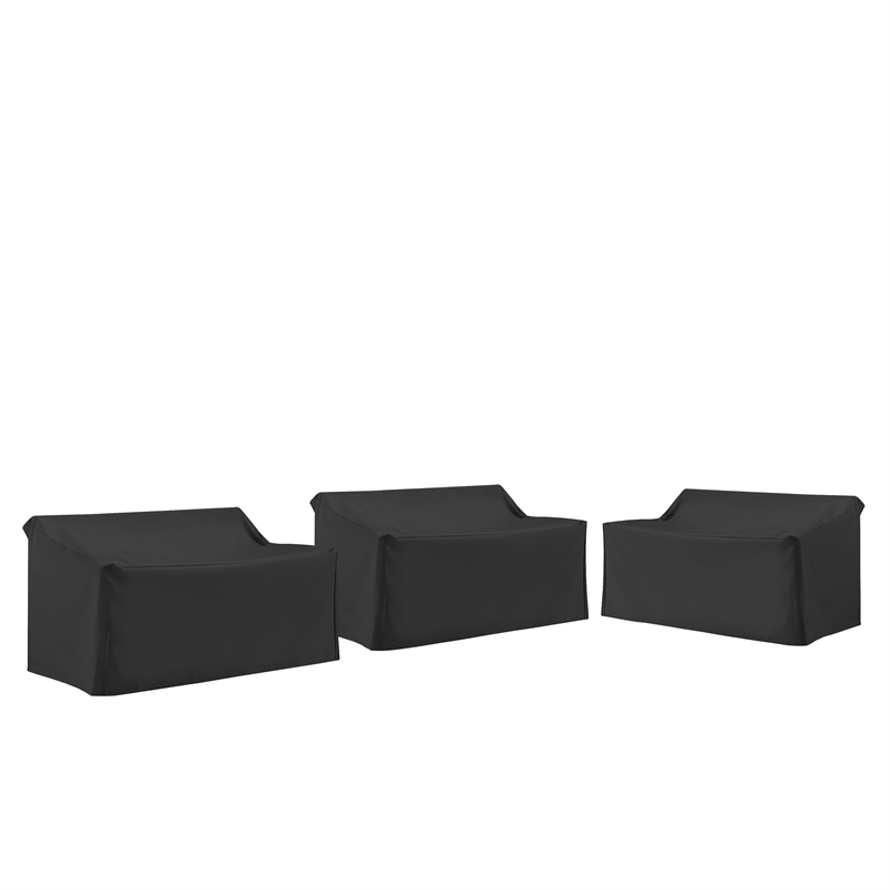 Crosley Furniture 3Pc Outdoor Sectional Furniture Cover Set in Black