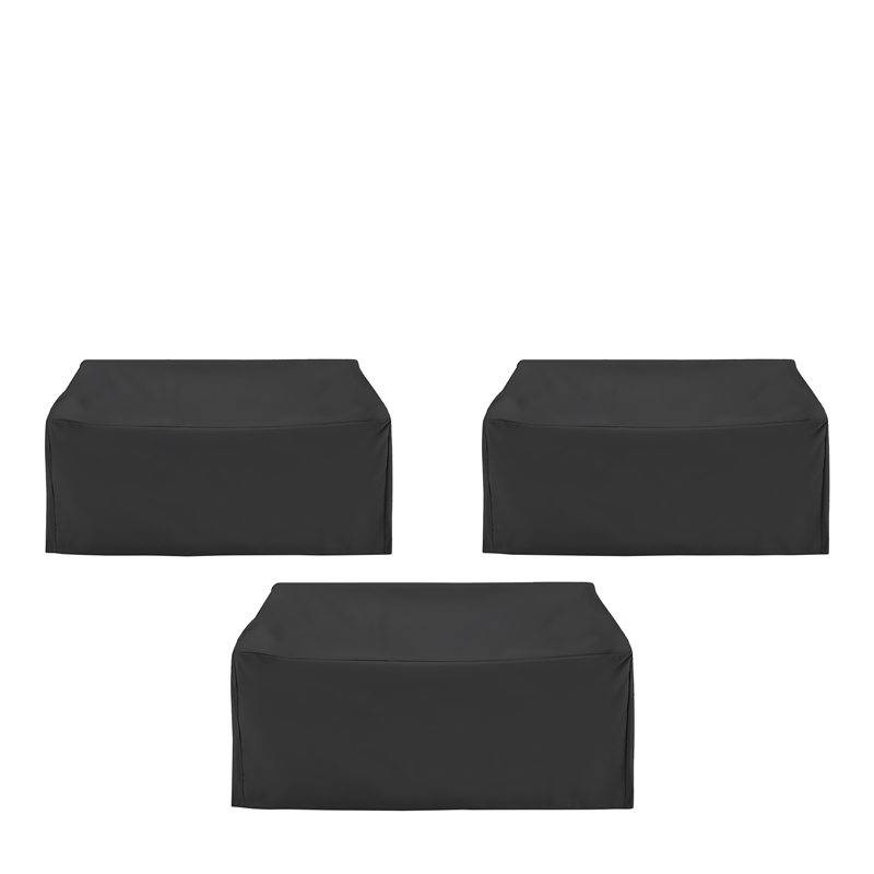 Crosley Furniture 3Pc Outdoor Sectional Furniture Cover Set in Black