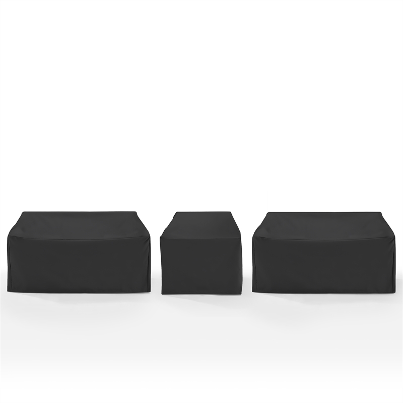 Crosley Furniture 3Pc Outdoor Sectional Furniture Cover Set in Black