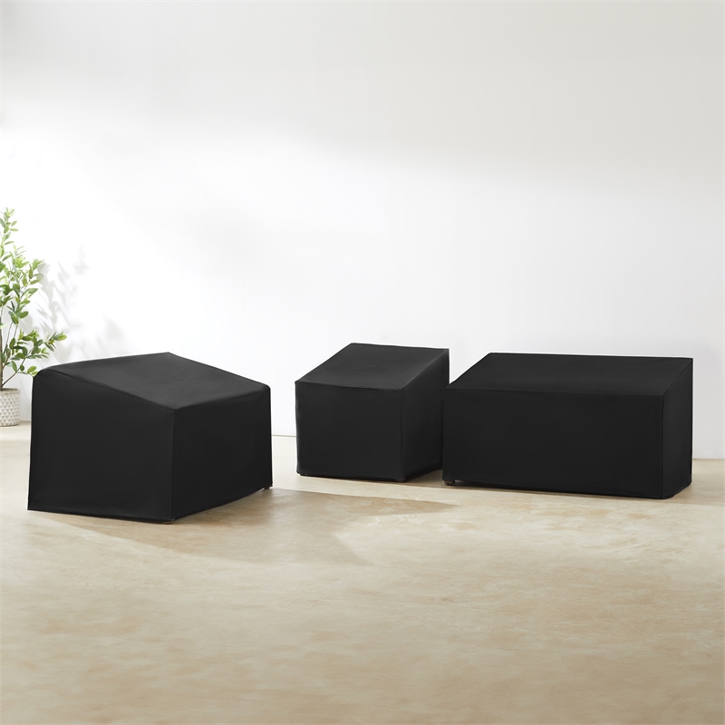 Crosley Furniture 3Pc Outdoor Sectional Furniture Cover Set in Black