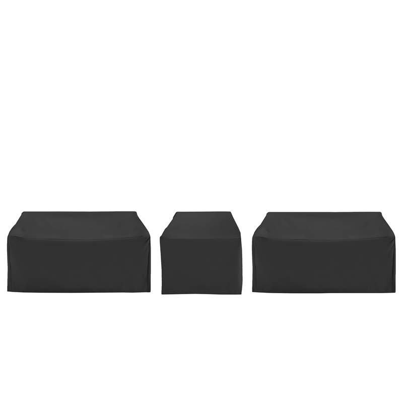Crosley Furniture 3Pc Outdoor Sectional Furniture Cover Set in Black