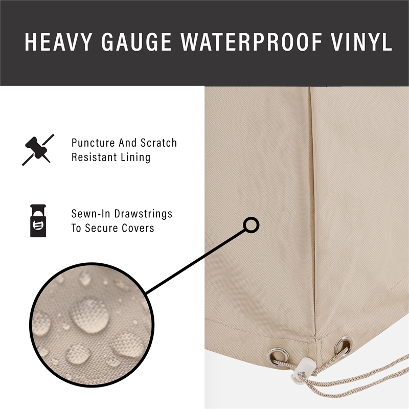 Crosley Furniture Round Outdoor Furniture Cover For Patio Set in Tan