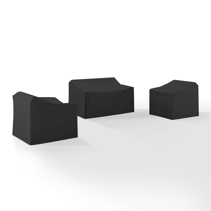 Crosley Furniture 3Pc Outdoor Furniture Cover Set in Black