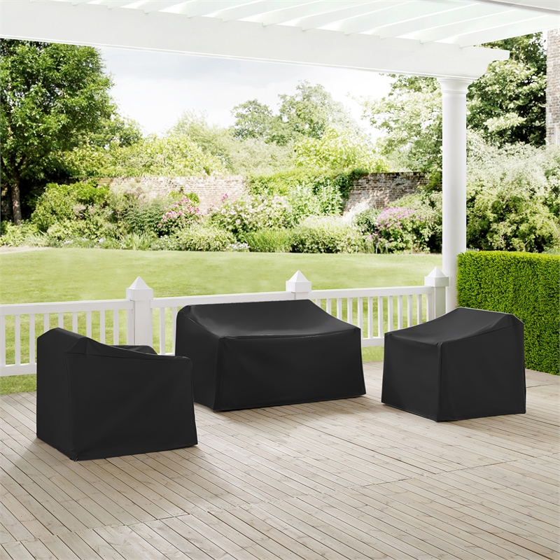 Crosley Furniture 3Pc Outdoor Furniture Cover Set in Black
