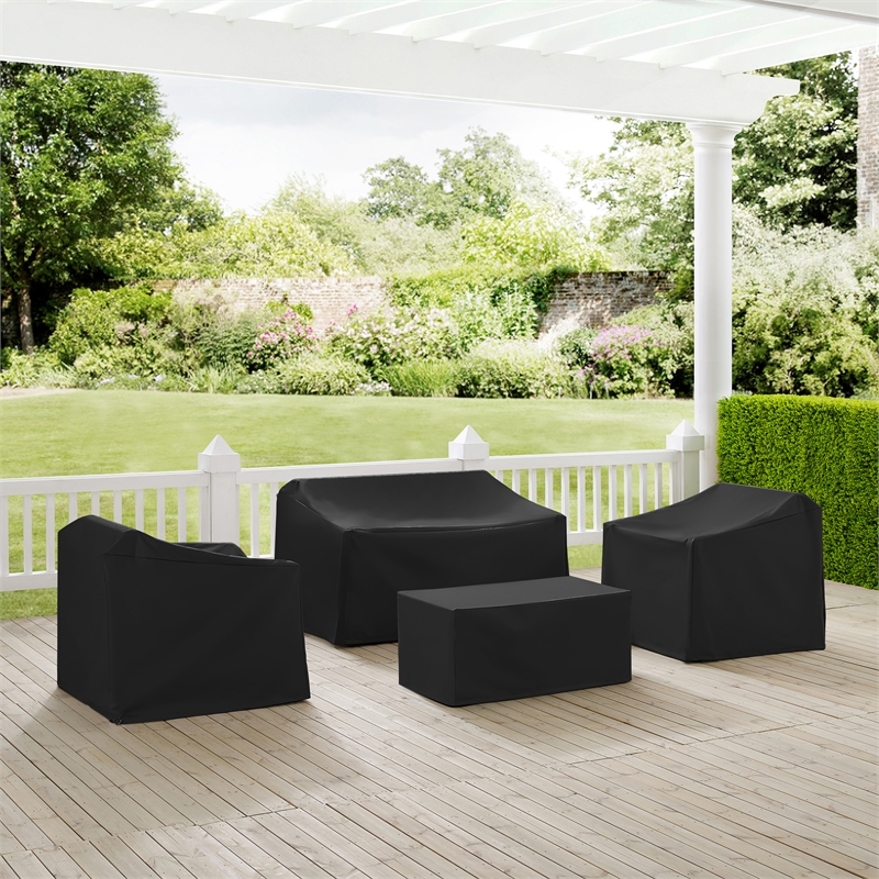 Crosley Furniture 4Pc Outdoor Furniture Cover Set in Black