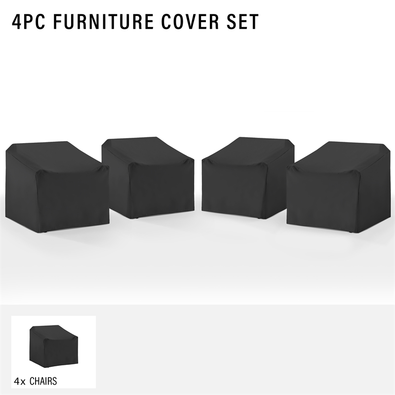Crosley Furniture 4Pc Outdoor Chair Furniture Cover Set in Black
