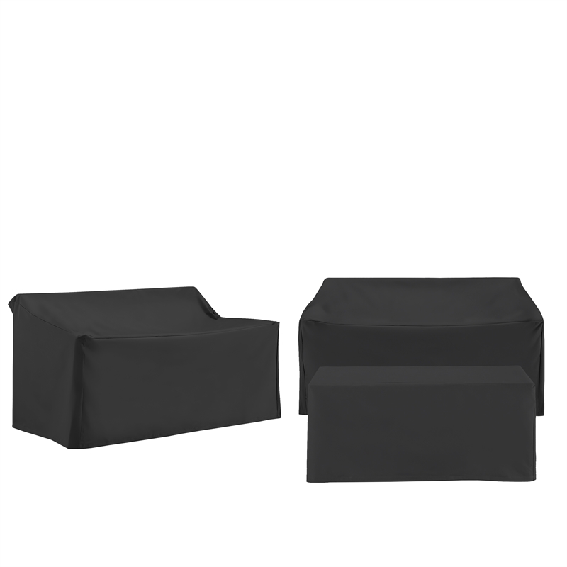Crosley Furniture 3Pc Outdoor Furniture Cover Set in Black