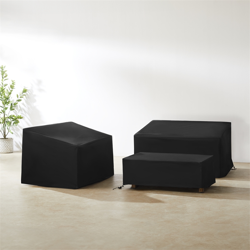 Crosley Furniture 3Pc Outdoor Furniture Cover Set in Black