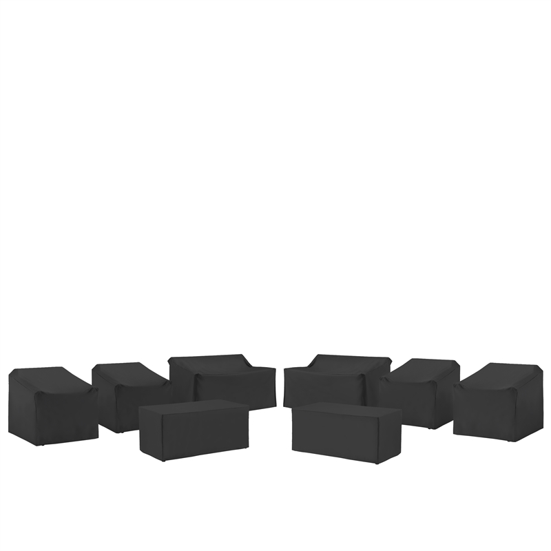 Crosley Furniture 8Pc Outdoor Furniture Cover Set in Black