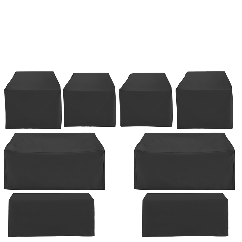 Crosley Furniture 8Pc Outdoor Furniture Cover Set in Black
