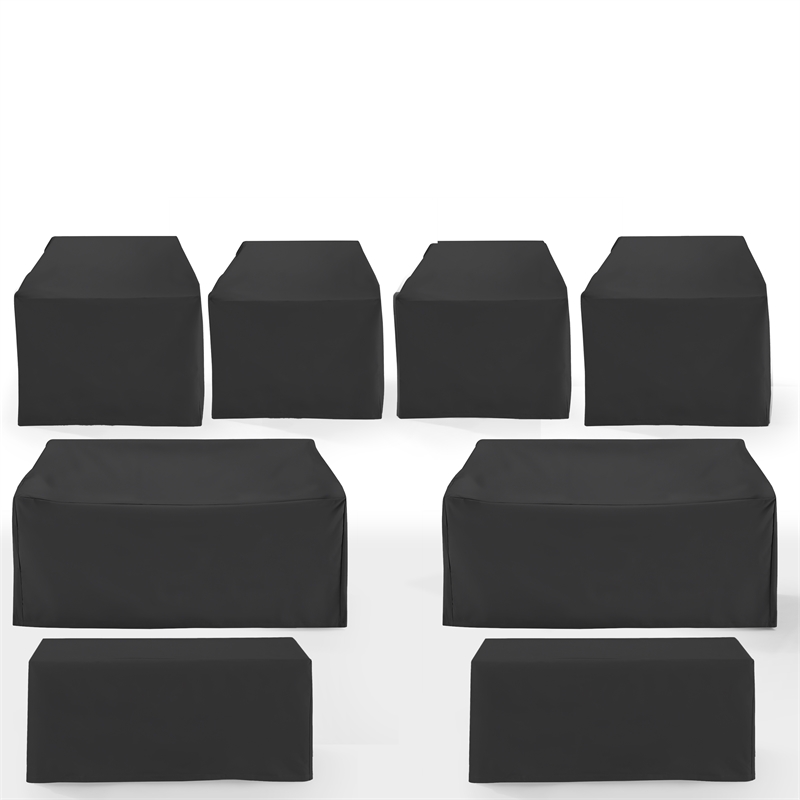 Crosley Furniture 8Pc Outdoor Furniture Cover Set in Black