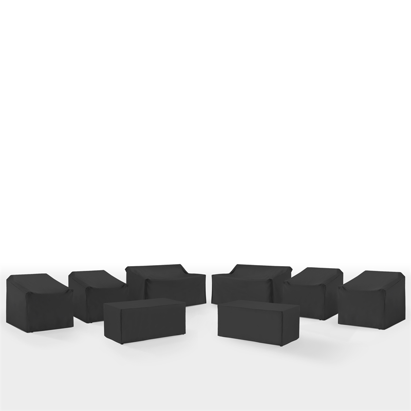 Crosley Furniture 8Pc Outdoor Furniture Cover Set in Black