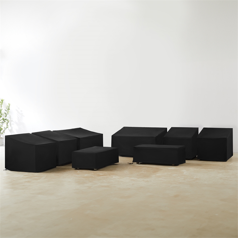 Crosley Furniture 8Pc Outdoor Furniture Cover Set in Black