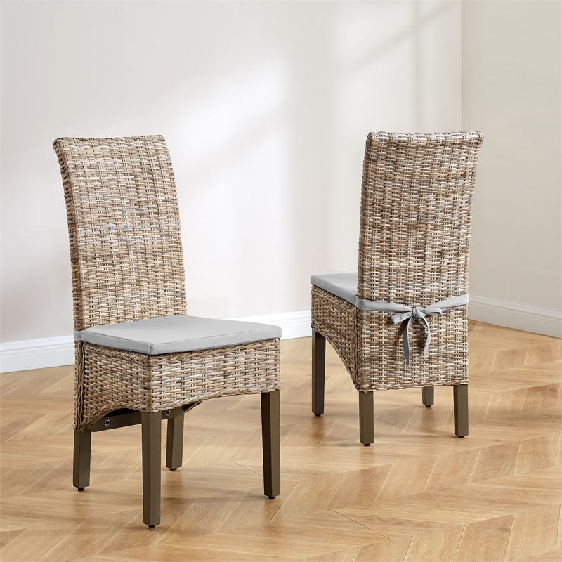 Crosley Furniture Edelyn 2-Piece Dining Chair Set in Kubu Rattan