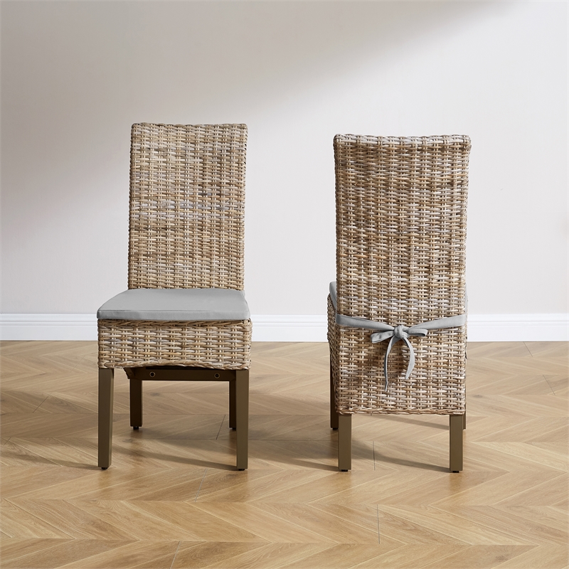 Crosley Furniture Edelyn 2-Piece Dining Chair Set in Kubu Rattan