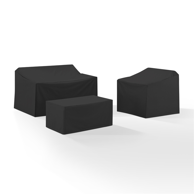 Crosley Furniture 3Pc Outdoor Furniture Cover Set in Black