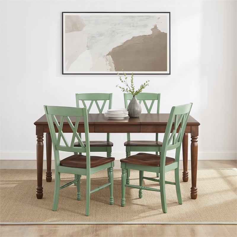 Crosley Furniture Shelby 5-Piece Dining Table Set For 4 in Distressed Teal