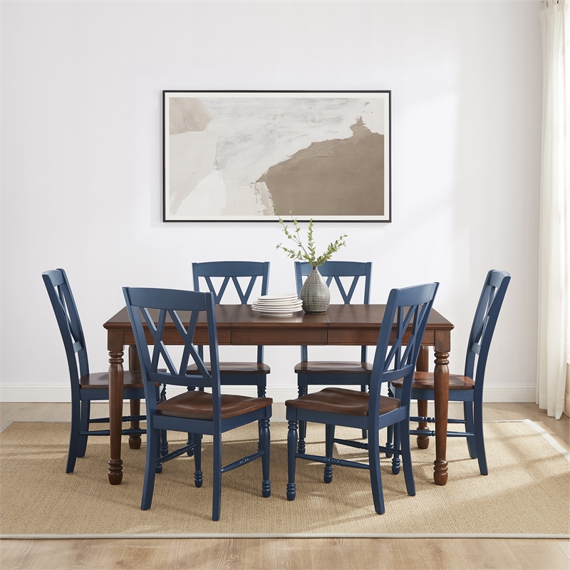 Crosley Furniture Shelby 7-Piece Dining Table Set For 6 in Navy
