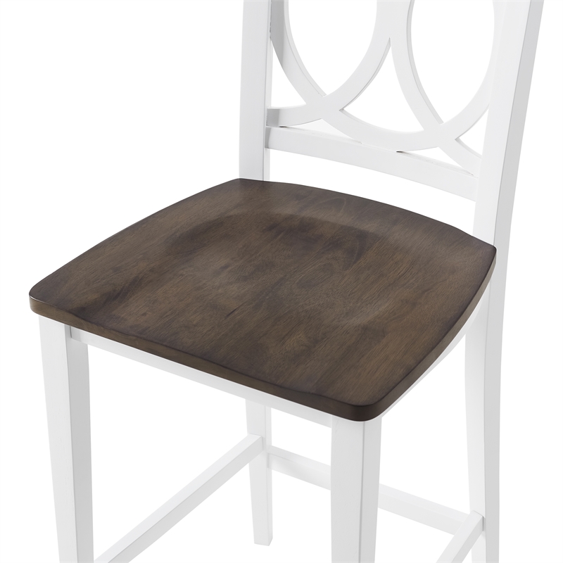 Charlotte 2-Piece Counter Height Bar Stool Set White/Coffee