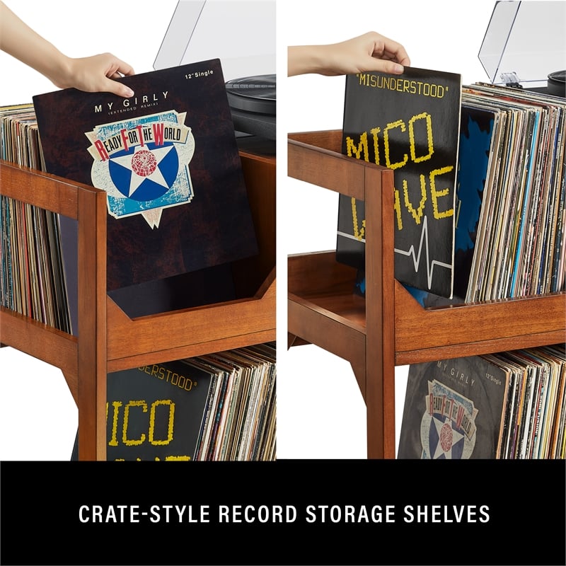 Asheville Large Record Storage Console Walnut
