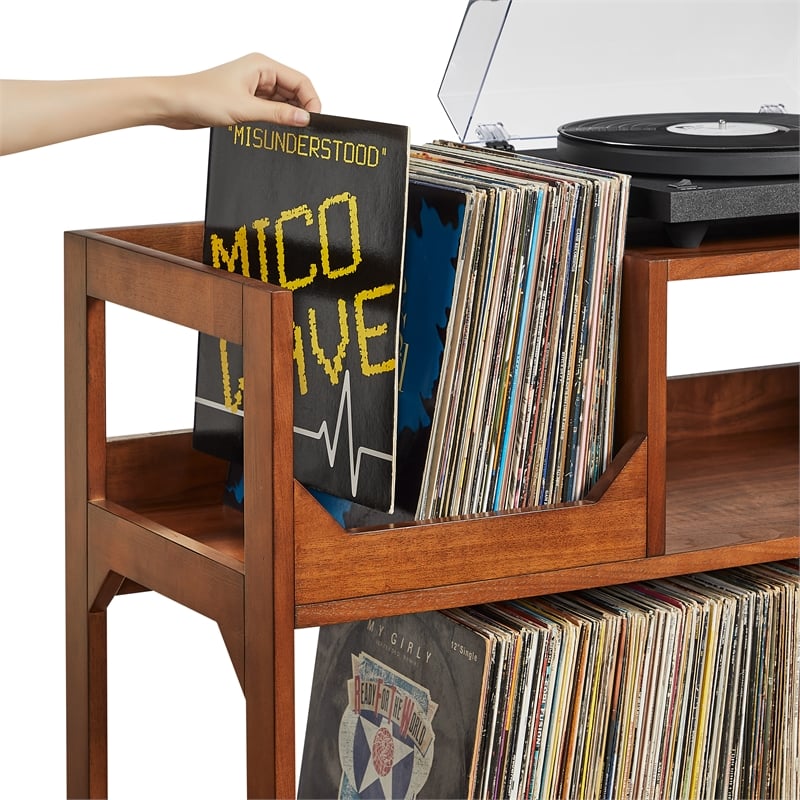 Asheville Large Record Storage Console Walnut