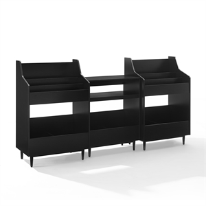 Crosley Furniture Liam 3-Piece Record Player Stand And Vinyl Storage Set Black