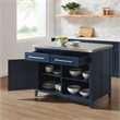 Crosley Furniture Silvia Stainless Steel Top Kitchen Island in Navy