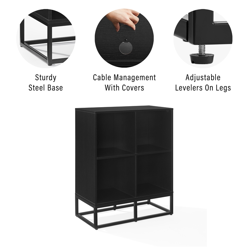 Crosley Furniture Enzo Record Storage Cube Bookcase in Black
