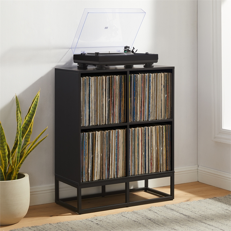 Crosley Furniture Enzo Record Storage Cube Bookcase in Black