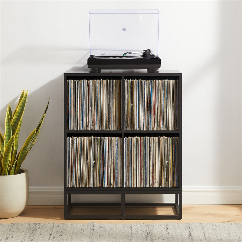 Crosley Furniture Enzo Record Storage Cube Bookcase in Black