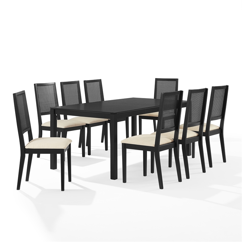 Crosley Furniture Greer 9-Piece Dining Table Set in Black Ash/Creme