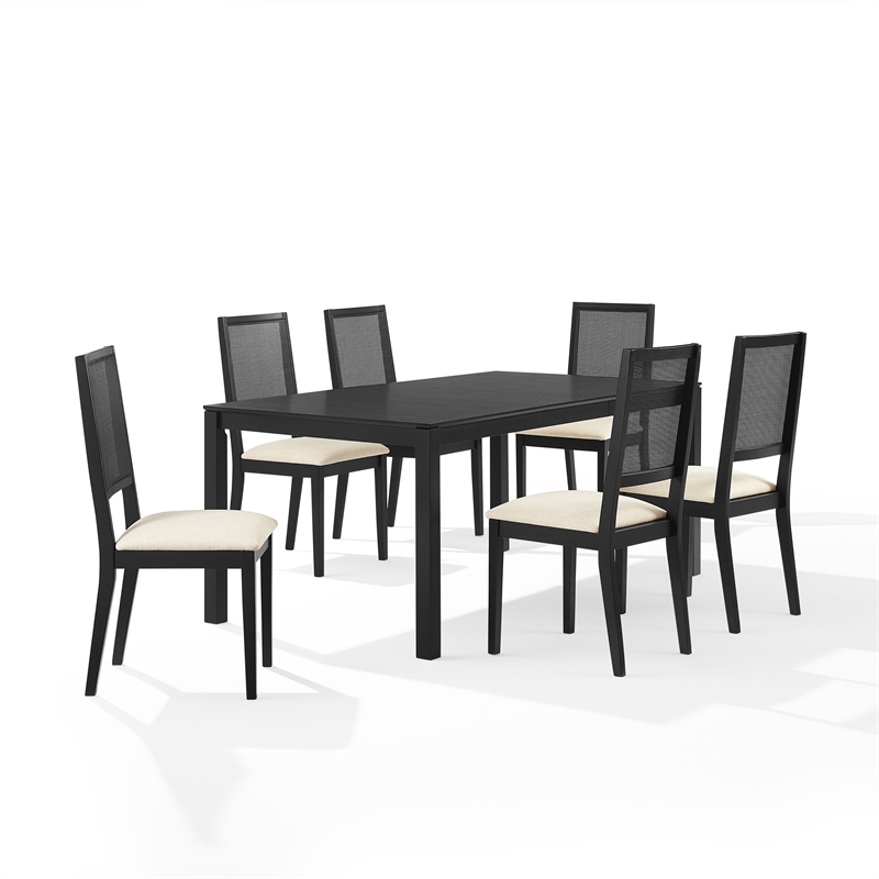 Crosley Furniture Greer 7-Piece Dining Table Set in Black Ash/Creme