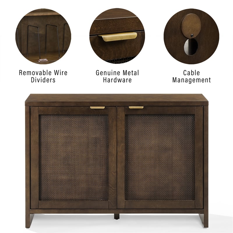 Crosley Furniture Kenji Record Storage Media Console in Dark Brown