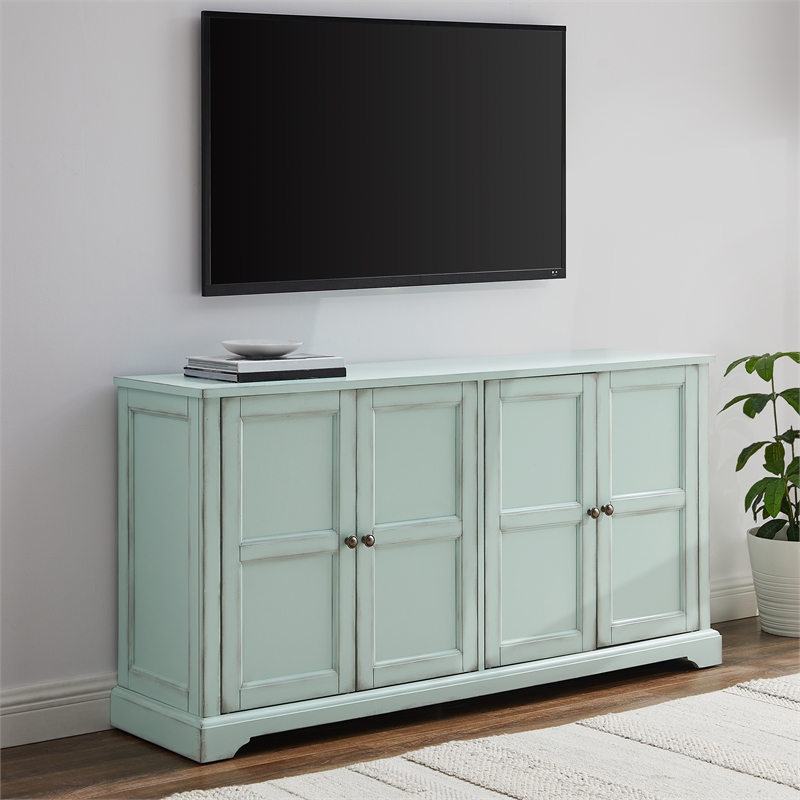 Crosley Furniture Holbrook Sideboard in Distressed Seafoam Blue
