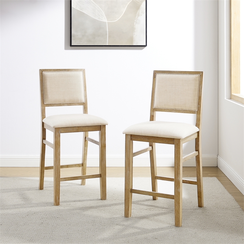 Crosley Furniture Joanna 2-Piece Counter Height Bar Stool in Rustic Brown/Creme