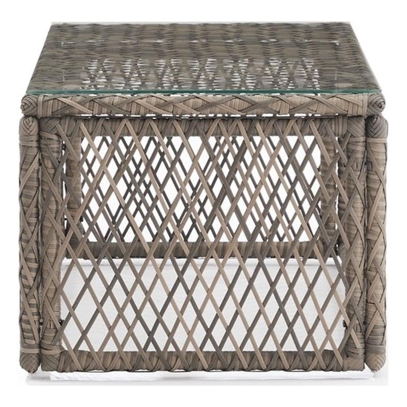 Crosley Furniture Granite Bay Wicker Outdoor Coffee Table in Creme/Stone