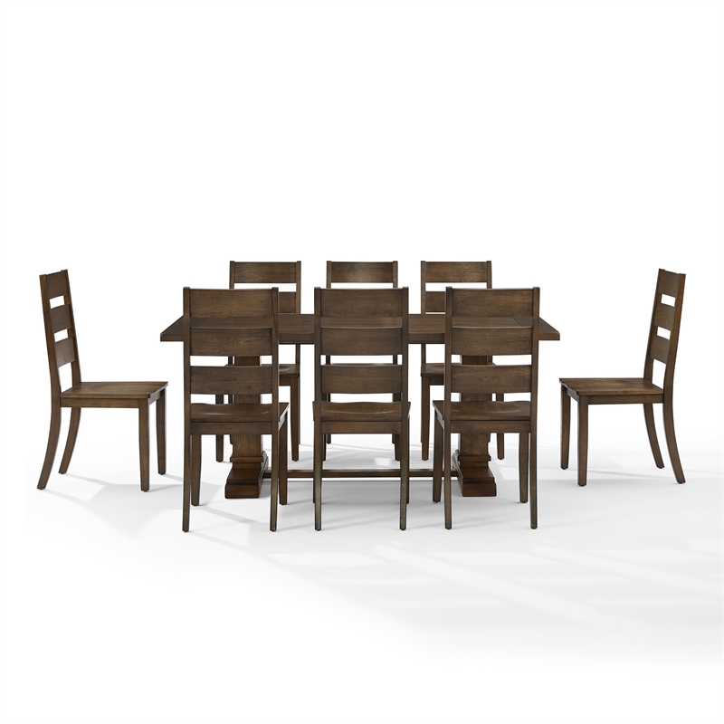 Crosley Furniture Joanna 9-Piece Dining Table Set in Dark Oak