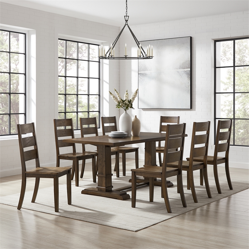 Crosley Furniture Joanna 9-Piece Dining Table Set in Dark Oak