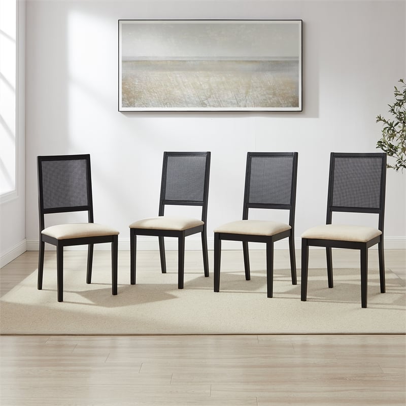 Crosley Furniture Greer 4-Piece Dining Chair Set in Black Ash/Creme