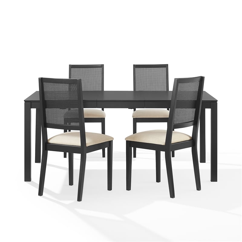 Crosley Furniture Greer 5-Piece Dining Table Set in Black Ash/Creme