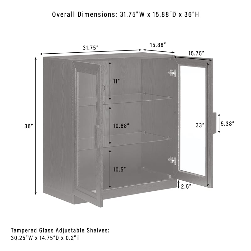 Crosley Furniture Essen Stackable Glass Door Kitchen Pantry Storage in Black