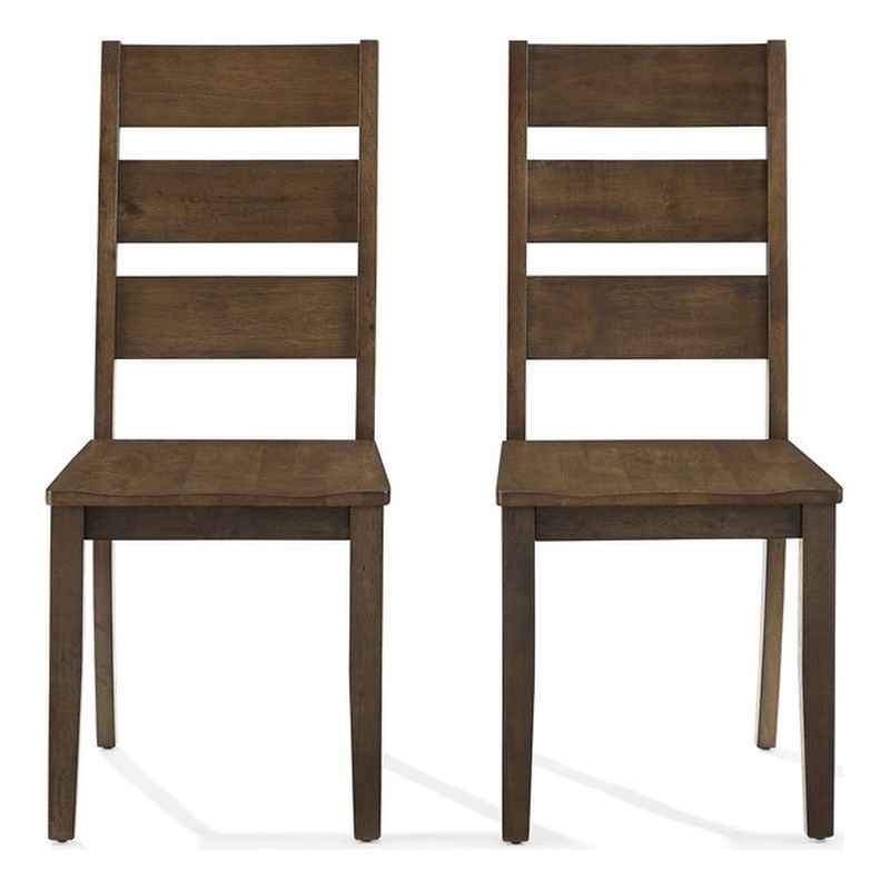 Crosley Furniture Joanna 2Pc Ladder-Back Dining Chair Set in Dark Oak