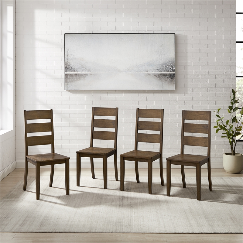 Crosley Furniture Joanna 4-Piece Ladder-Back Dining Chair Set in Dark Oak