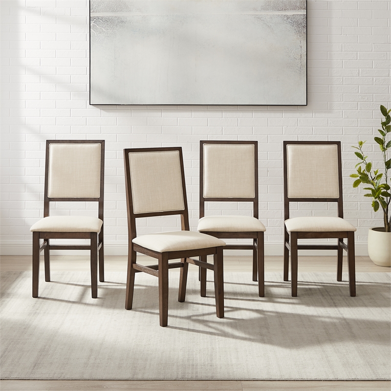 Crosley Furniture Joanna 4-Piece Back Dining Chair Set in Dark Oak/Creme