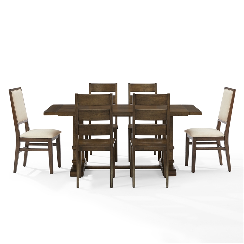 Crosley Furniture Joanna 7-Piece Dining Table Set in Dark Oak/Creme